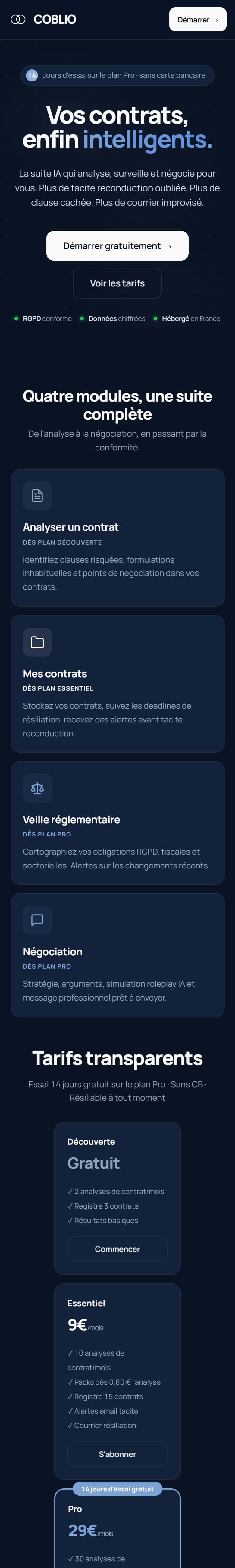 Le site Coblio sur téléphone