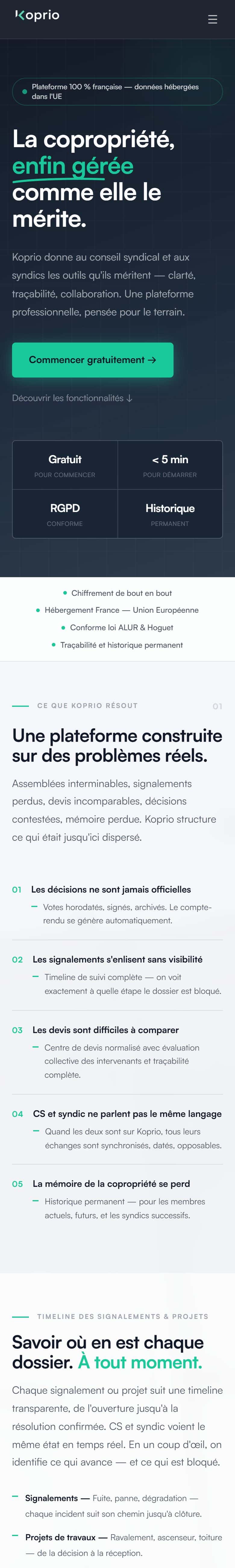 Le site Koprio sur téléphone
