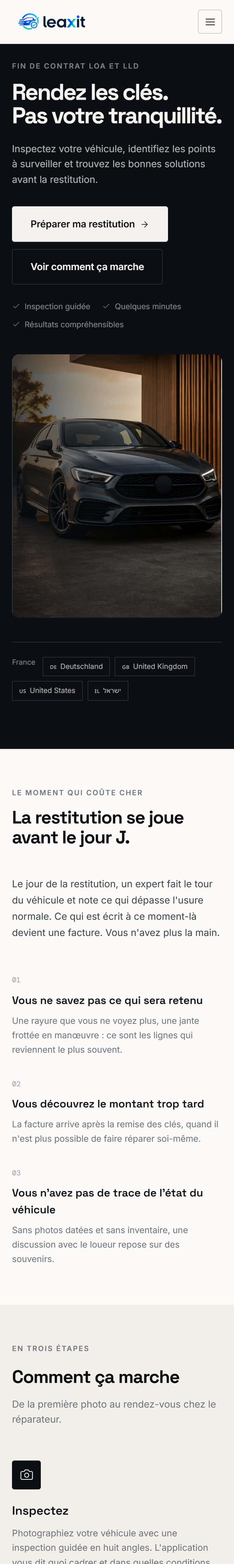 Le site Leaxit sur téléphone