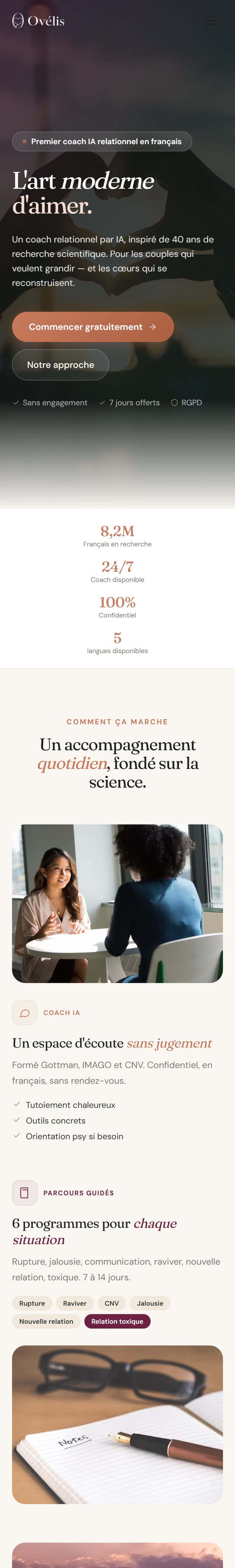 Le site Ovélis sur téléphone